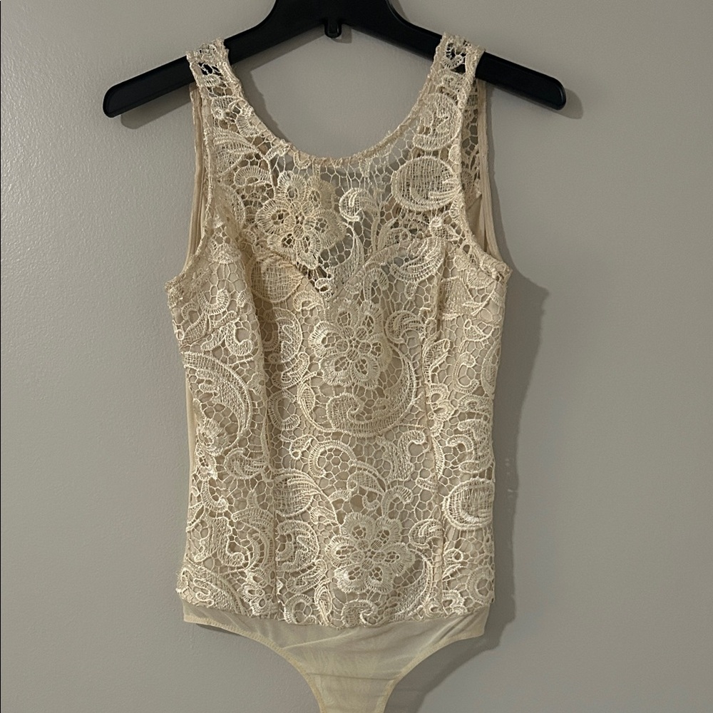 Foreign Exchange Cream Lace Bodysuit